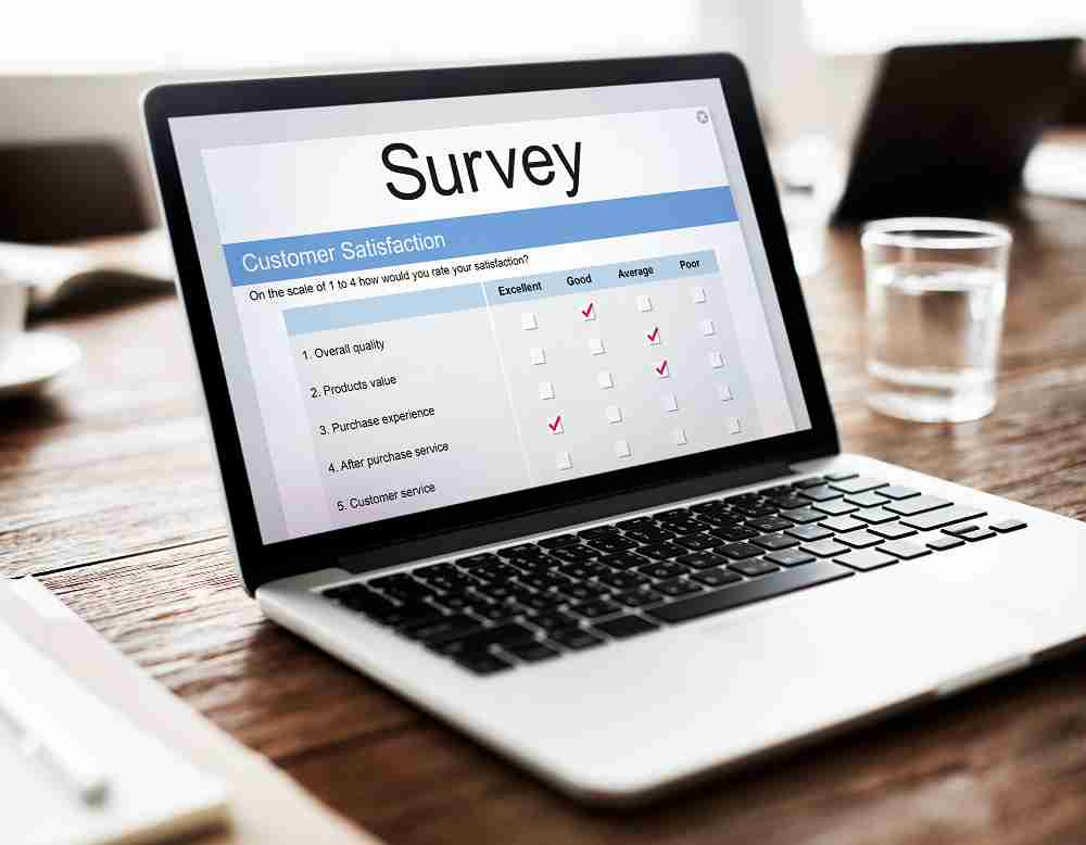 survey showing on a laptop screen