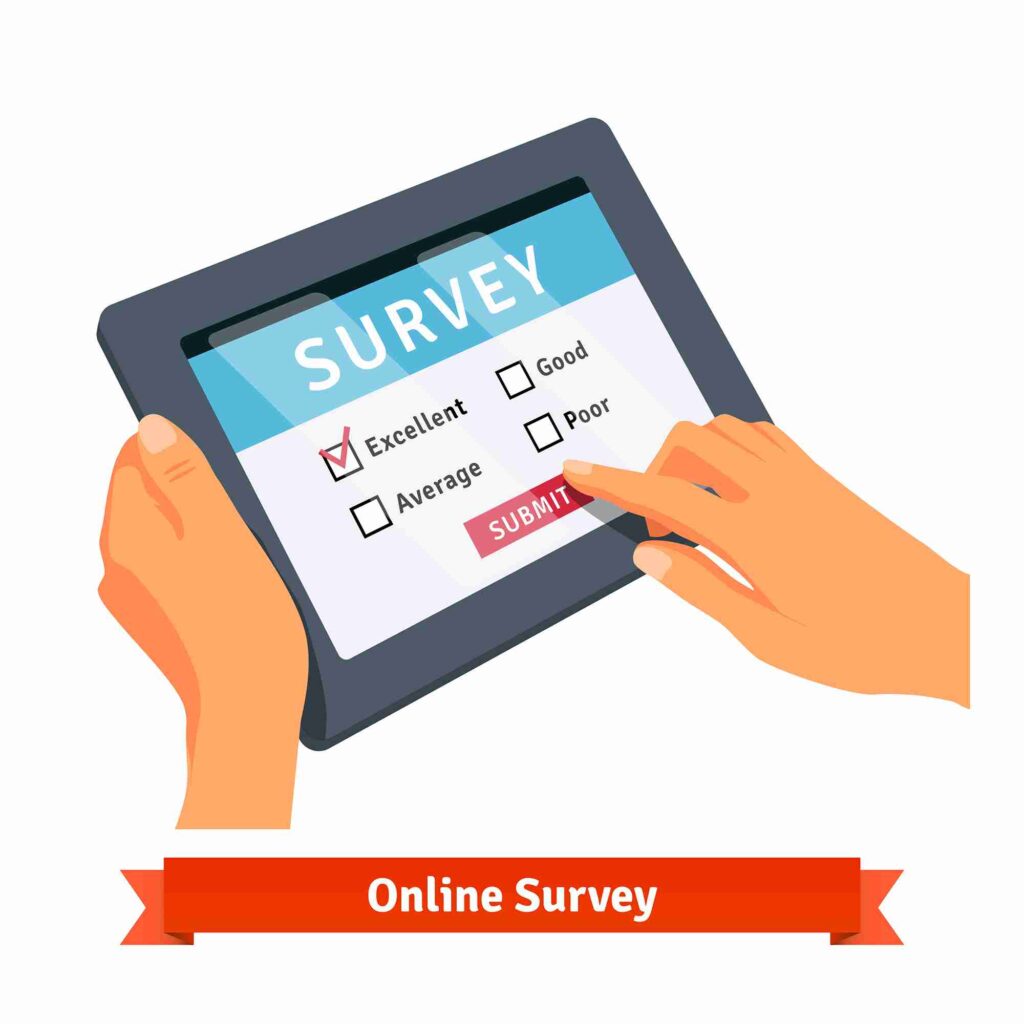 a person completing online survey