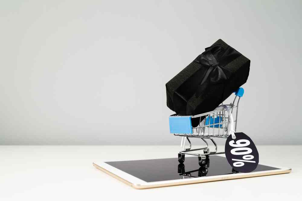 a gift box on a cart